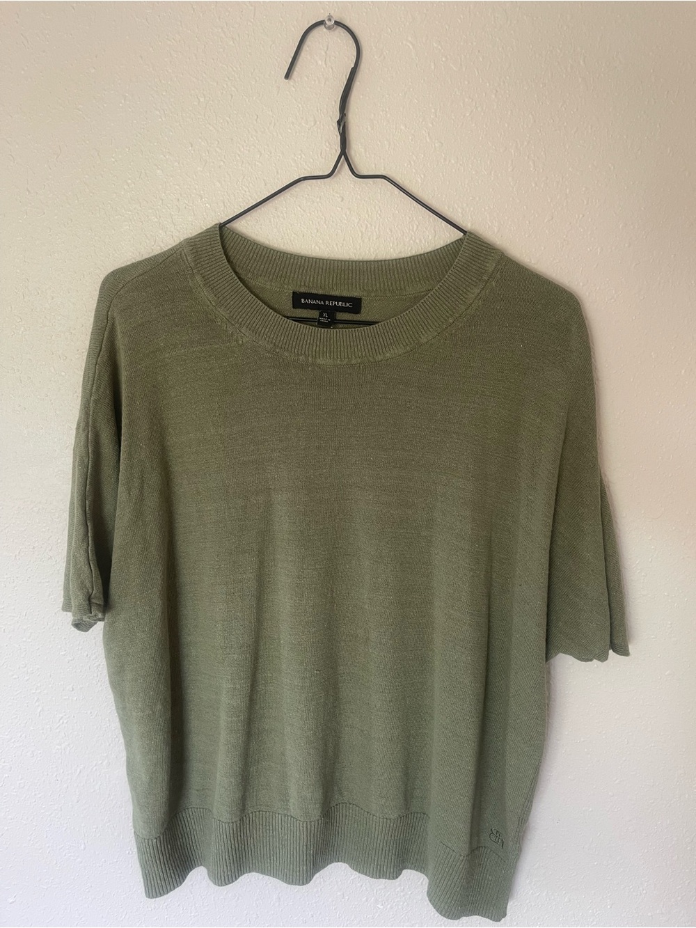 Banana Republic Olive Knit Short-Sleeve Shirt